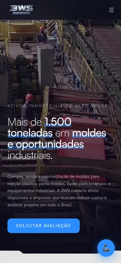 Home da 3WS em um dispositivo móvel
