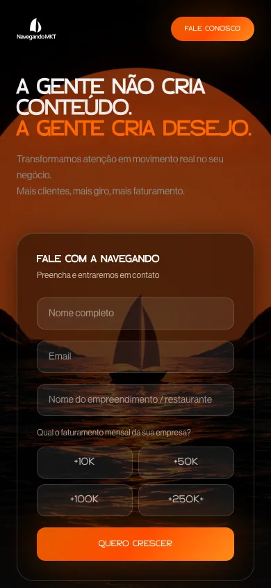 Home da Navegando MKT em um dispositivo móvel